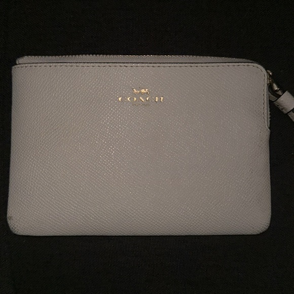 Coach Cross Grain Leather Corner Zip Wristlet Wallet -Chalk/white New With Tag - Picture 4 of 4